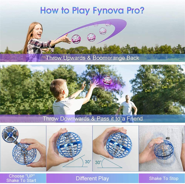 Літаючий шар Спіннер Nova-Fly Spinner Drone електрична іграшка левітуючий бумеранг з LED підсвічуванням 95 мм - зображення 5
