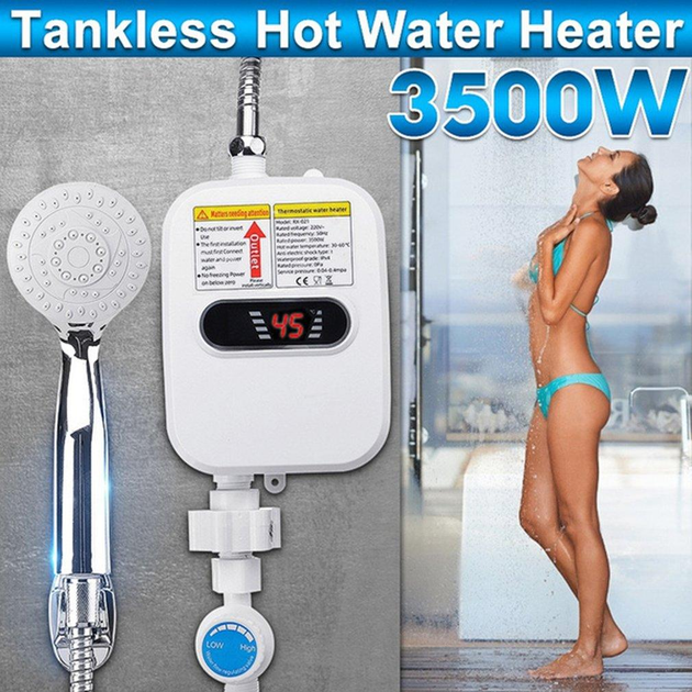 Миттєвий проточний водонагрівач бойлер Wster 3500W-60° з LCD екраном та душем + Універсальний ключ Snap-n-Grip - Фото 8 Миттєвий проточний водонагрівач бойлер Wster 3500W-60° з LCD екраном та душем + Універсальний ключ Snap-n-Grip - зображення 8