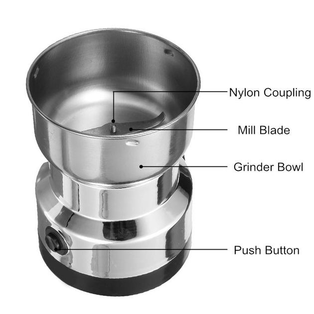Кофемолка электрическая Nima 8300NM кухонный измельчитель-мельница из нержавеющей стали 150Вт Серебристый - Фото 10 Кофемолка электрическая Nima 8300NM кухонный измельчитель-мельница из нержавеющей стали 150Вт Серебристый - изображение 10