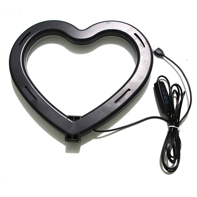 Кільцева лампа світлодіодна у формі серця M-Light Heart Led 26см з тримачем телефону, для селфі та блогерів, USB - Фото 5 Кільцева лампа світлодіодна у формі серця M-Light Heart Led 26см з тримачем телефону, для селфі та блогерів, USB - зображення 5