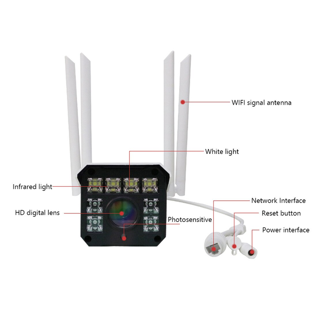 Уличная Wi-Fi IP камера видеонаблюдения цветная на 4 антенны Crystal Eye CY926 2 Мп ночная съёмка с микрофоном и датчиком движения - изображение 11