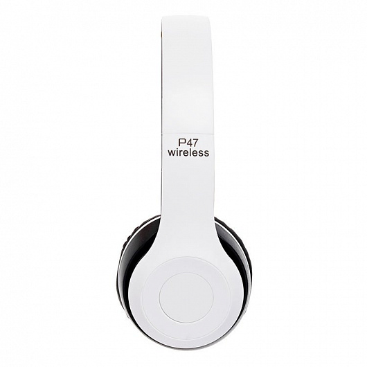Бездротові навушники Bluetooth Wireless Headset MDR P47 Black Гарнітура для ПК, телефону з мікрофоном - microSD, FM White - зображення 5
