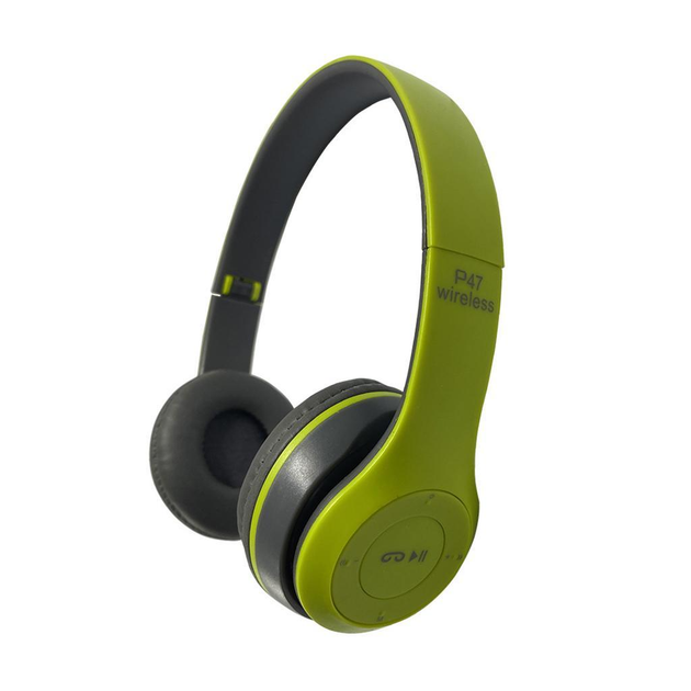 Беспроводные наушники Bluetooth Wireless Headset MDR P47 Black Гарнитура для ПК, телефона с микрофоном -microSD, FM Green - изображение 11