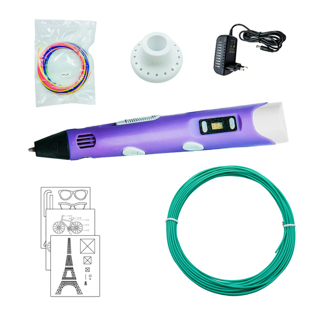 3D ручка з LCD дисплеєм AToys 3DPen Violet+набір для творчості + Еко пластик 109 метрів - Фото 9 3D ручка з LCD дисплеєм AToys 3DPen Violet+набір для творчості + Еко пластик 109 метрів - зображення 9