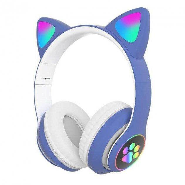 Наушники c кошачьими ушками CAT BL 4.2 c RGB подсветкой и MP3 плеером MicroSD, FM Синие - изображение 3