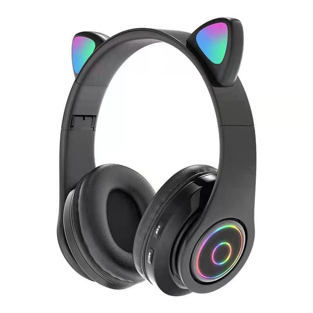 Повнорозмірні навушники бездротові Cat Headset Y 047 Bluetooth з підсвічуванням та котячими вушками Чорні Black - зображення 4