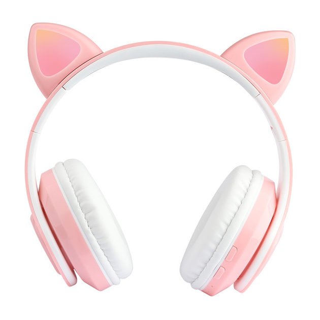 Полноразмерные наушники беспроводные Cat Headset Y 047 Bluetooth с подсветкой и кошачьими ушками Розовые Pink - изображение 4