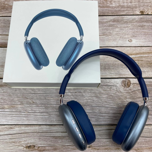 Полноразмерные беспроводные Bluetooth наушники-гарнитура с аккумулятором Macaron MP90 с MP3 плеером/AUX/microSD Голубые - изображение 8