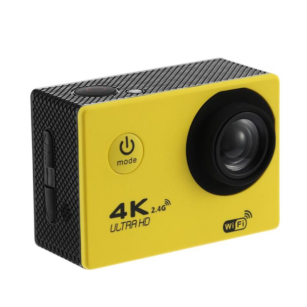 Экшн камера с аквабоксом для подводной съемки и креплениями Action Camera FR600 Wi-Fi Full HD + пульт ДУ Жёлтая - изображение 8