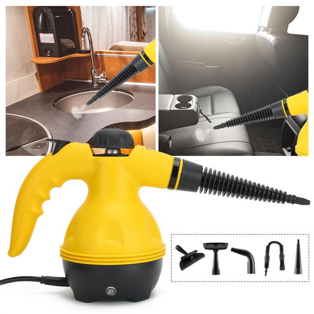 Пароочисник ручний Steam Cleaner DF-A100 з функцією відпарювача для одягу, чищення та дезінфекції будинку Чорний з жовтим - зображення 4