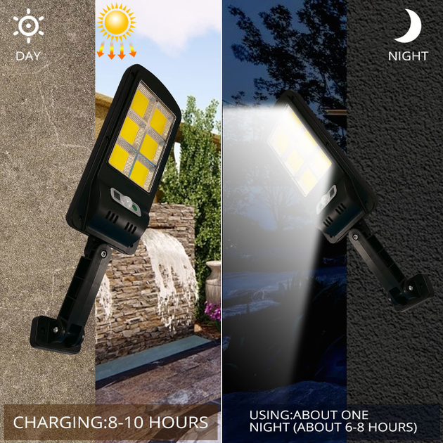 Вуличний настінний світильник Solar Light B18-6 COB з пультом дистанційного керування та сонячною батареєю LED ліхтар з датчиком руху - зображення 2