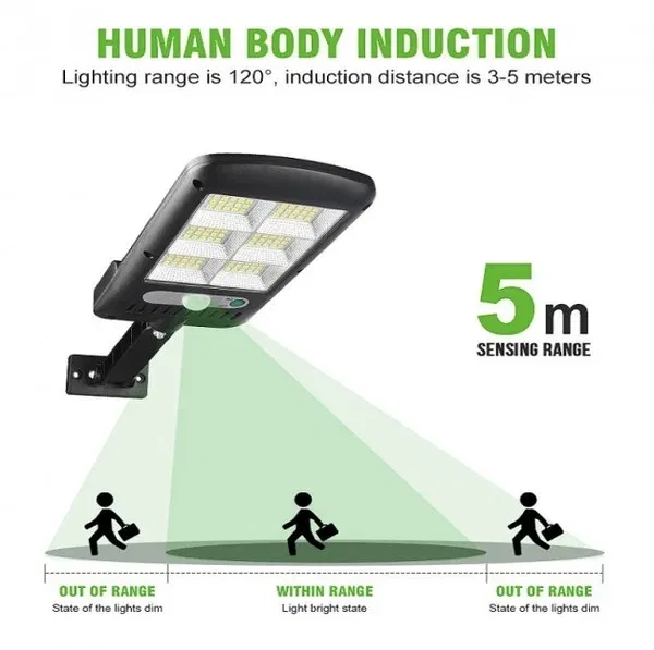 Вуличний настінний світильник Solar Light B18-6 COB з пультом дистанційного керування та сонячною батареєю LED ліхтар з датчиком руху - зображення 13