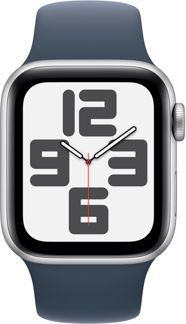 Smartwatch Apple Watch SE (2023) GPS 40mm Silver Aluminium Case with Storm Blue Sport Band - S/M (MRE13) - obraz 2
