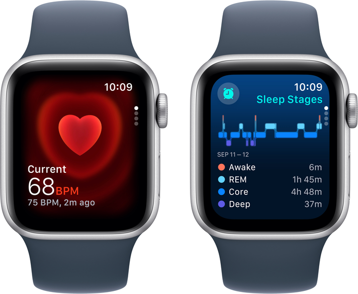 Смарт-годинник Apple Watch SE (2023) GPS 40mm Silver Aluminium Case with Storm Blue Sport Band - S/M (MRE13) - зображення 5
