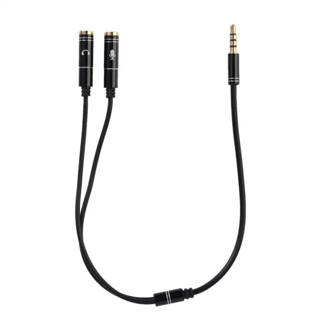Аудио адаптер Переходник 2 in 1 Mini-Jack 3.5mm Аудио + Микрофон Кабель аукс Разветвитель Audio adapter 0.25M Черный - изображение 6