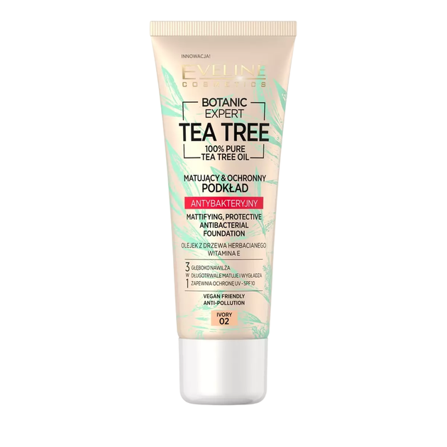 Podkład Eveline Botanic Expert Tea Tree Mattifying, Protective Antibacterial Foundation SPF10 02 Ivory 30ml (5903416021636) - obraz 1