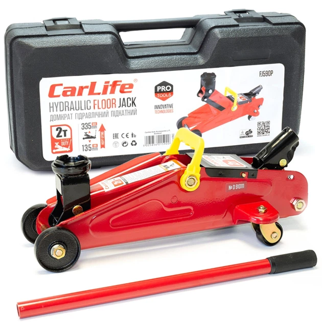 Домкрат підкатний CarLife 2т 135-335мм у кейсі FJ590P - зображення 1