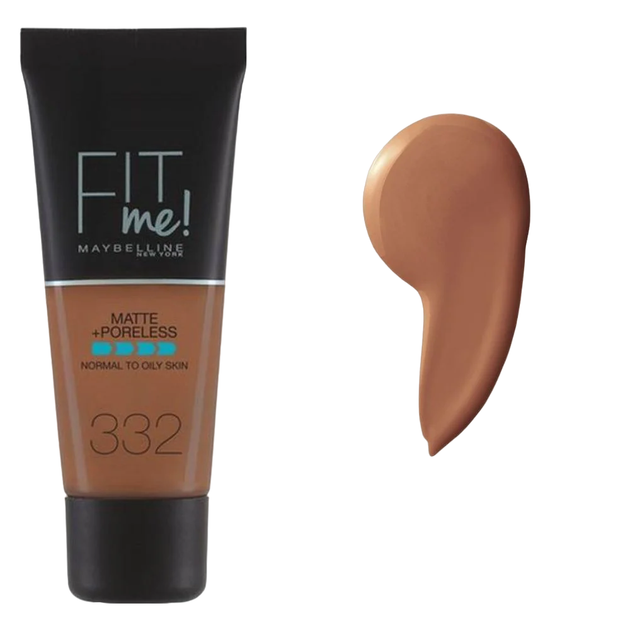 Podkład Maybelline Fit Me Matte + Poreless Foundation 332 Golden Caramel 30ml (3600531395520) - obraz 2