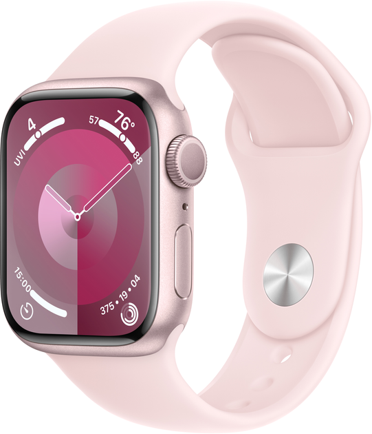 Smartwatch Apple Watch Series 9 GPS 41mm Pink Aluminium Case with Pink Sport Band - S/M (MR933) - obraz 1