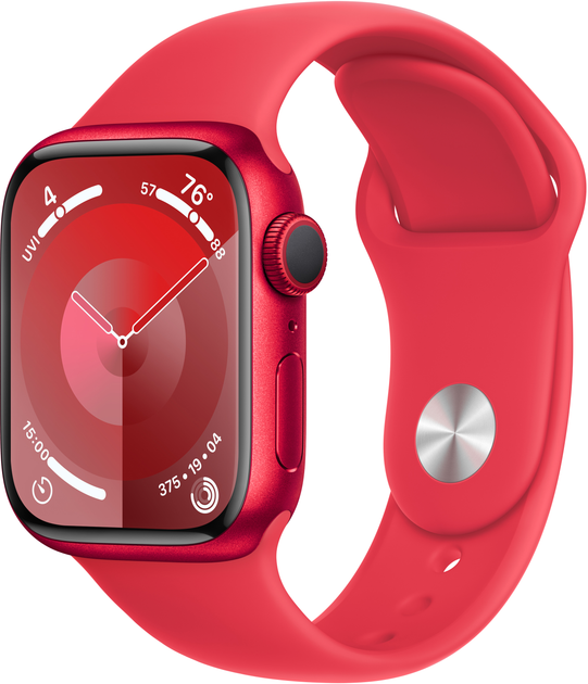 Смарт-годинник Apple Watch Series 9 GPS 41mm (PRODUCT) Red Aluminium Case with (PRODUCT) Red Sport Band - S/M (MRXG3) - зображення 1