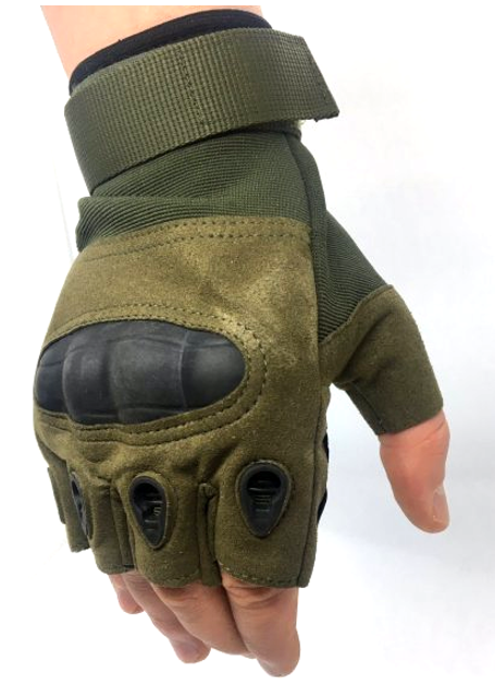Тактичні рукавиці без пальців Combat L олива - изображение 1