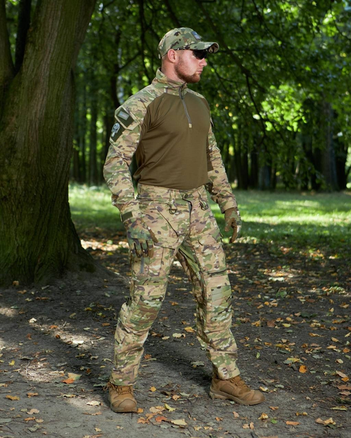 Военная тактическая форма Мультикам с наколенниками, летняя военная форма мультикам Multicam костюм демисезонный 58 - изображение 1