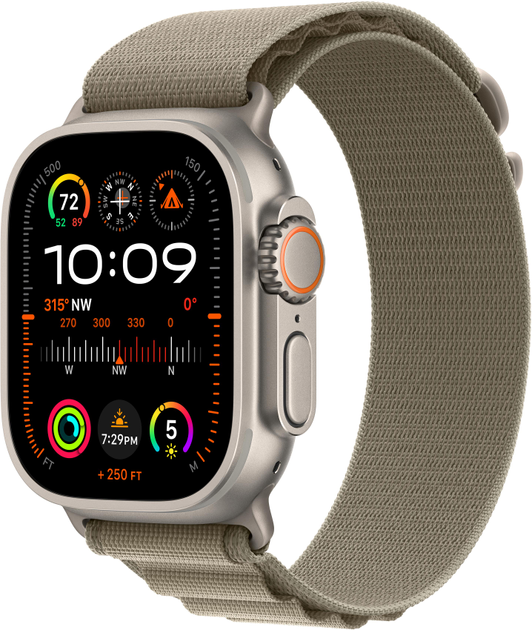 Смарт-годинник Apple Watch Ultra 2 GPS + Cellular 49mm Titanium Case with Olive Alpine Loop - Medium (MREY3) - зображення 1