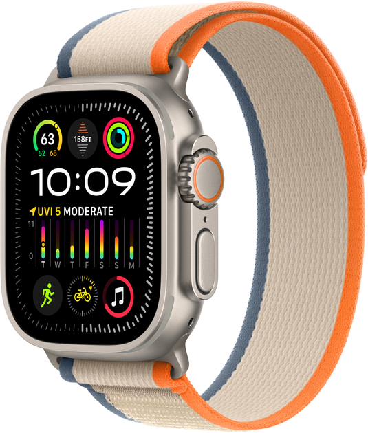 Smartwatch Apple Watch Ultra 2 GPS + Cellular 49mm Titanium Case with Orange/Beige Trail Loop - S/M (MRF13) - obraz 1