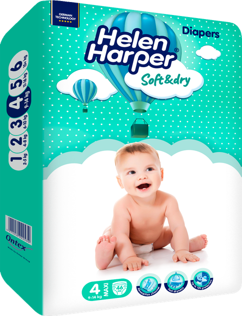 Підгузки Helen Harper Soft&Dry New Maxi (4) 9-14 кг 46 шт (5411416060130) - зображення 2