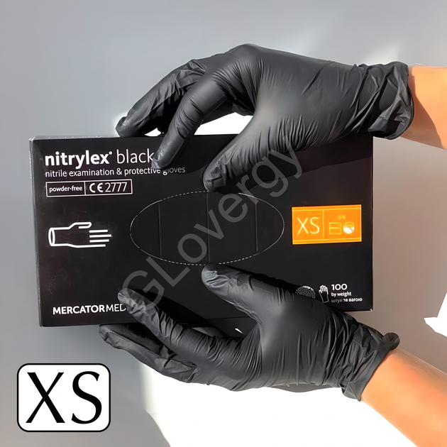 Перчатки нитриловые Nitrylex Black размер XS черные 100 шт - изображение 1