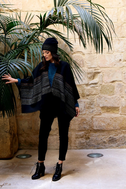 Пончо жіноче Kamea Poncho K.519775 One Size Чорне (5903246729344) - зображення 3