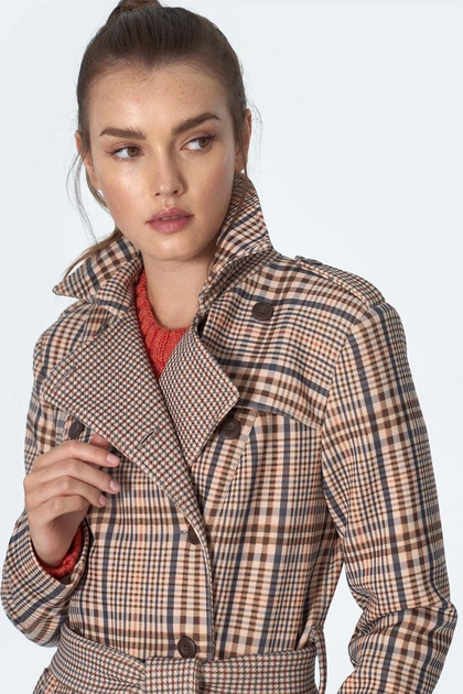 Пальто жіноче Nife Coat PL10 Checkered/Beige 36 Бежеве (5908292711671) - зображення 4