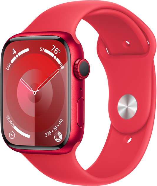 Smartwatch Apple Watch Series 9 GPS + Cellular 45mm (PRODUCT)RED Aluminium Case with (PRODUCT)RED Sport Band - S/M (MRYE3) - obraz 1