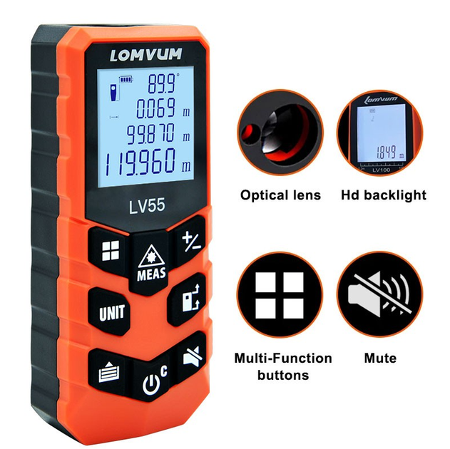 Лазерный дальномер LOMVUM LV55 40m Измерение длинны, площади, объема - изображение 3