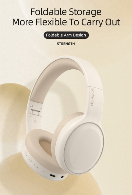 Беспроводные наушники Lenovo TH30 Beige White - Фото 3 Беспроводные наушники Lenovo TH30 Beige White - изображение 3
