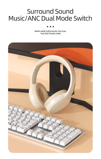 Беспроводные наушники Lenovo TH30 Beige White - Фото 4 Беспроводные наушники Lenovo TH30 Beige White - изображение 4