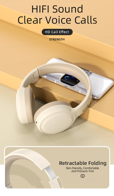 Беспроводные наушники Lenovo TH30 Beige White - Фото 6 Беспроводные наушники Lenovo TH30 Beige White - изображение 6