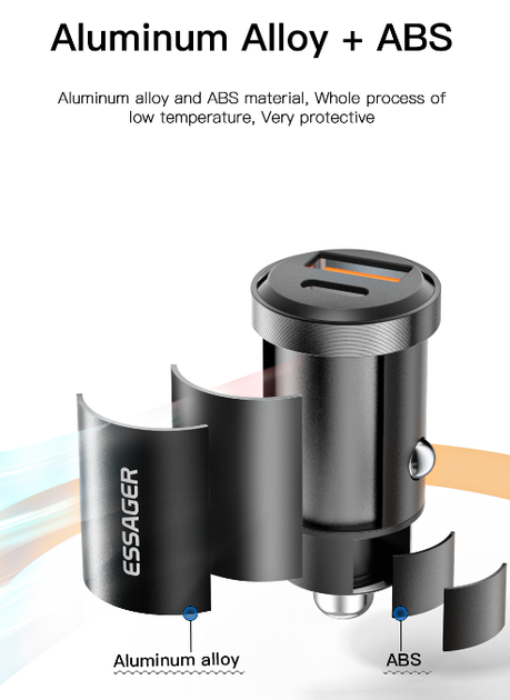 Автомобильное зарядное устройство Essager ES-CC07 30W USB+Type-C PD+QC3.0 Черный - Фото 7 Автомобильное зарядное устройство Essager ES-CC07 30W USB+Type-C PD+QC3.0 Черный - изображение 7