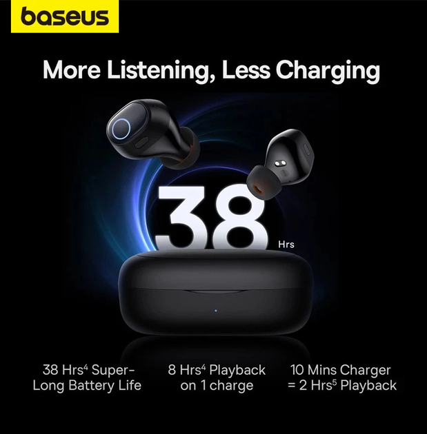Беспроводные наушники Baseus Bowie WM03 TWS Bluetooth 5.3 Черные - Фото 7 Беспроводные наушники Baseus Bowie WM03 TWS Bluetooth 5.3 Черные - изображение 7