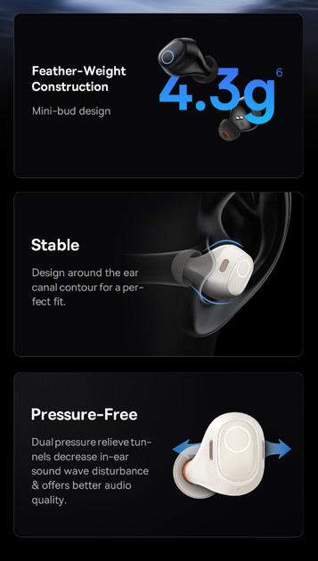 Беспроводные наушники Baseus Bowie WM03 TWS Bluetooth 5.3 Черные - Фото 8 Беспроводные наушники Baseus Bowie WM03 TWS Bluetooth 5.3 Черные - изображение 8