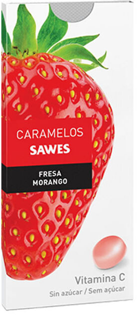 Witaminowe lizaki Sawes Sugar Free Strawberry Candies Blister (8421947000519) - зображення 1