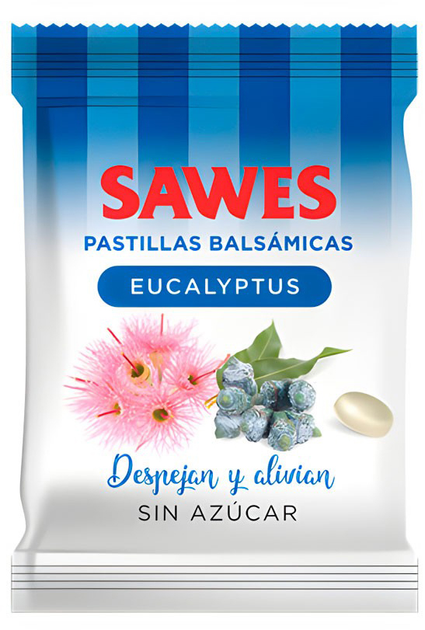 Witaminowe lizaki Sawes Sugar Free Eucalyptus Candies Bag 50 g (8470002401761) - obraz 1
