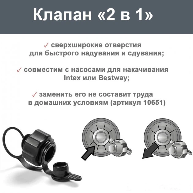 Двуспальный надувной матрас с насосом и подушками Intex 64755-5 Интекс 183 x 203 x 25 см - изображение 9