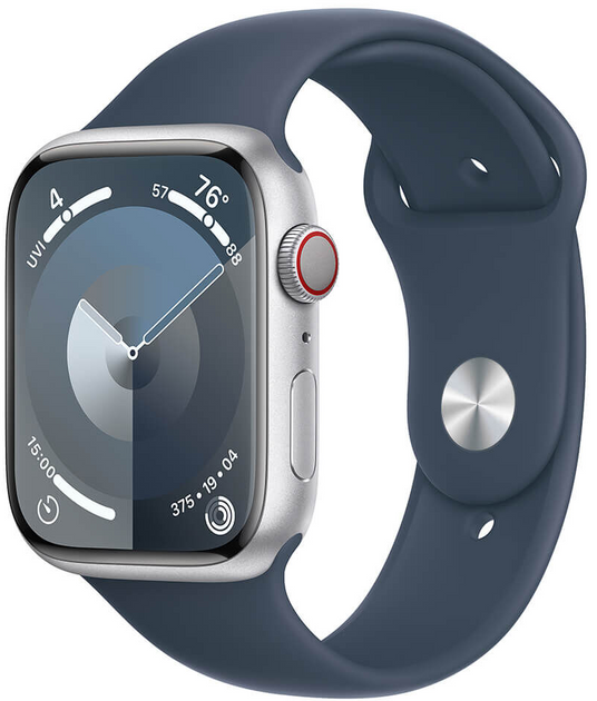 Смарт-годинник Apple Watch Series 9 GPS + Cellular 45mm Silver Aluminium Case with Storm Blue Sport Band - S/M (MRMG3) - зображення 1