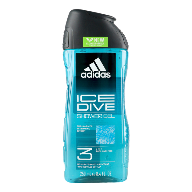 Żel pod prysznic Adidas Ice Dive 3 w 1 dla mężczyzn 250 ml (3616304240461) - obraz 1
