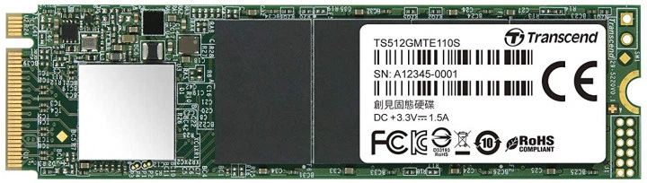 Твердотільний диск M.2 512GB Transcend 110S (NVMe PCIe Gen3 x4, 3D NAND, Read: 1700MB/s Write: 1400MB/s) - изображение 2