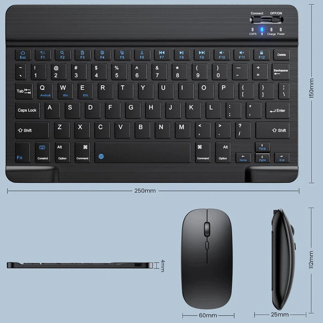 Беспроводной комплект Primo NB01 Bluetooth клавиатура и мышка - Black - изображение 3