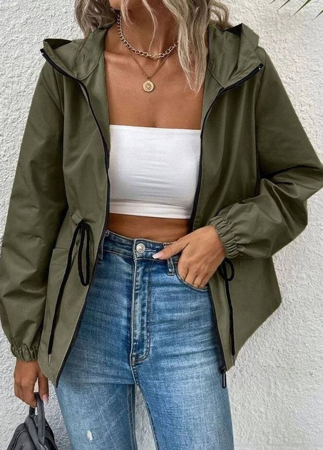 Женская ветровка Fashion удлиненная на подкладке 46/48 хаки – Брендовая ...