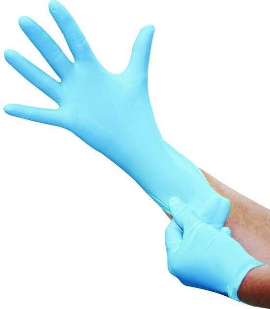Нітрилові рукавички Medicom SafeTouch® Slim Blue без пудри Розмір S 100 шт (50 пар) - зображення 1