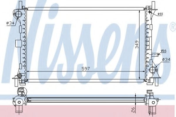 Радиатор FD FOCUS I(98-)1.8 TD(+)[OE 1061191] Nissens (62073A) - изображение 1